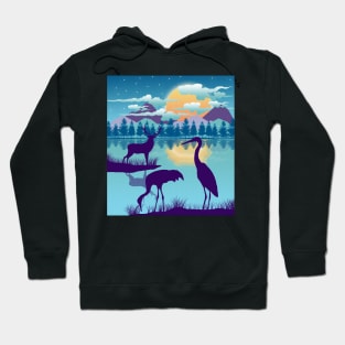 Stork Lake Nature Landscape Hoodie